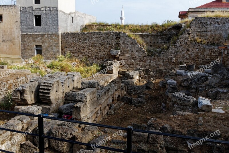 Greece Rhodes Stone Ruin Antique