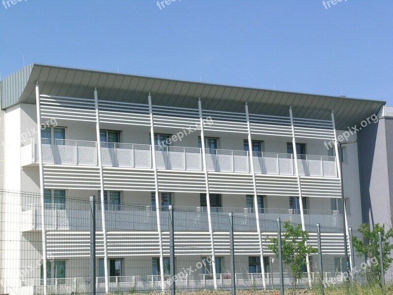 Hospital Balconies Pillars Building Facade