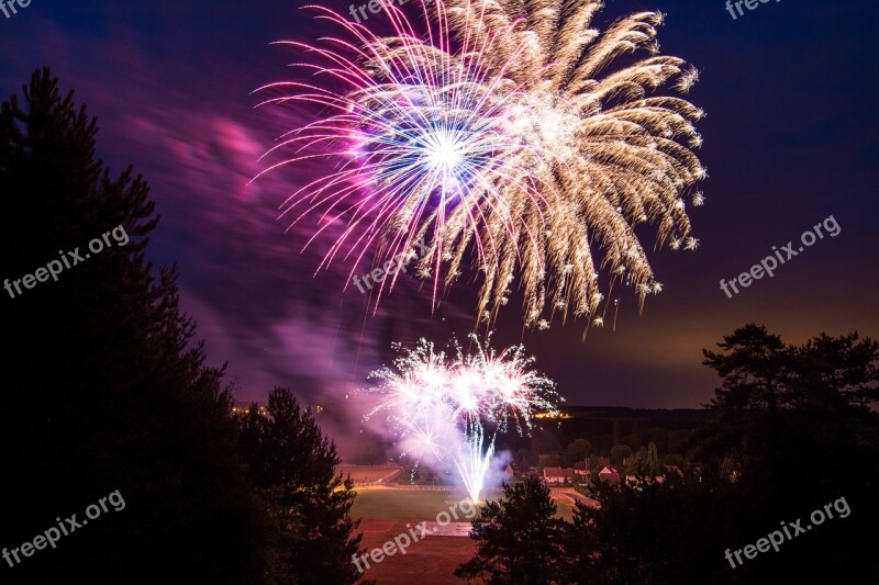 Firework Blue Sky Summer Celebration Night