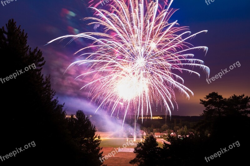 Firework Blue Sky Summer Celebration Night