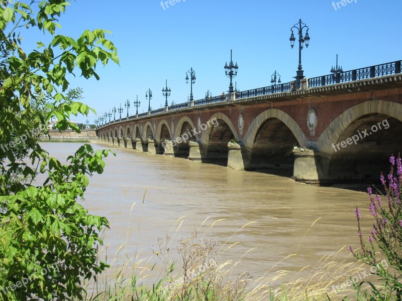 Perspective Bridge Stone Bridge Bordeaux River