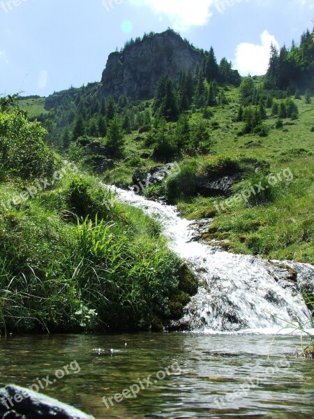 Mountain Stream Water Karst Waterfall Wet