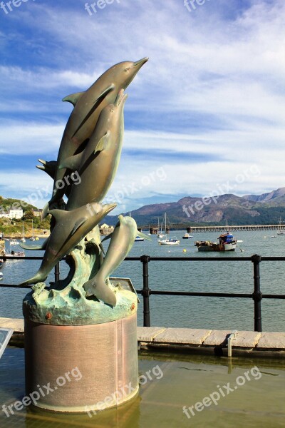 Barmouth Wales Harbour Boats Sand