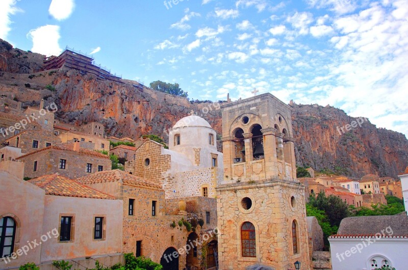 Rooftops Monemvasia Greece Peloponnese Free Photos