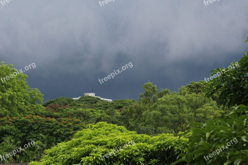 Evening Cloud Sky Rainy Day Green