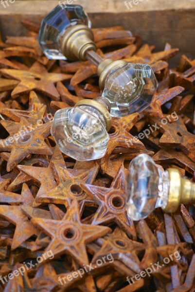 Decor Knobs Rust Stars Door