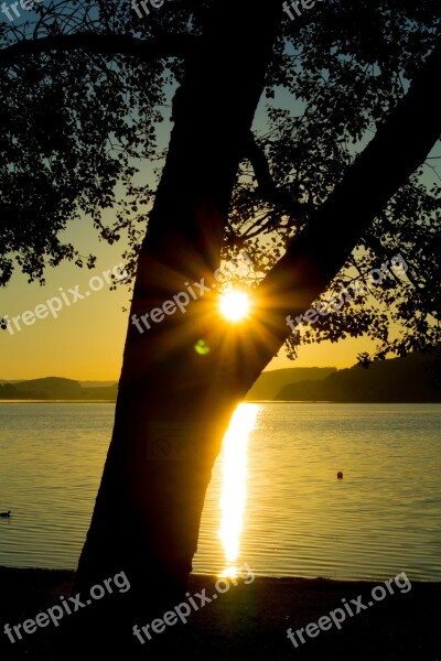 Sunrise Lake Morgenstimmung Landscape Morgenrot