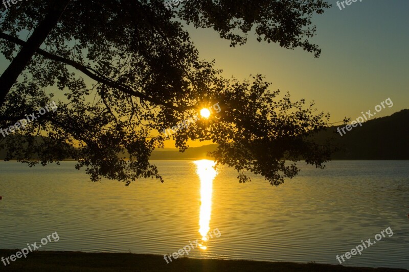 Sunrise Lake Morgenstimmung Landscape Morgenrot