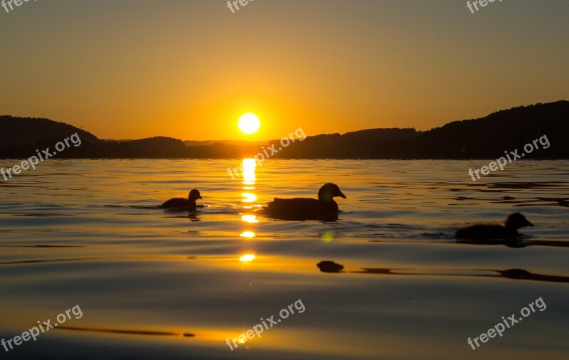 Sunrise Lake Morgenstimmung Landscape Morgenrot