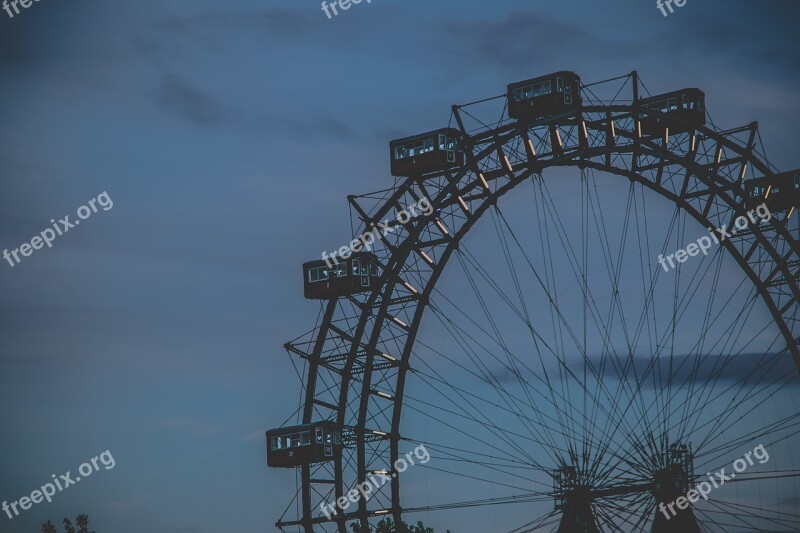 Big Wheel Ferris Wheel Amusement Park Dusk Free Photos