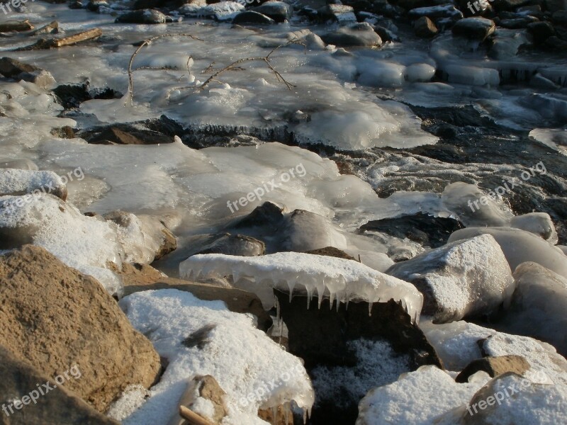 Kriegbachmuendung Frozen Stream Creek Water