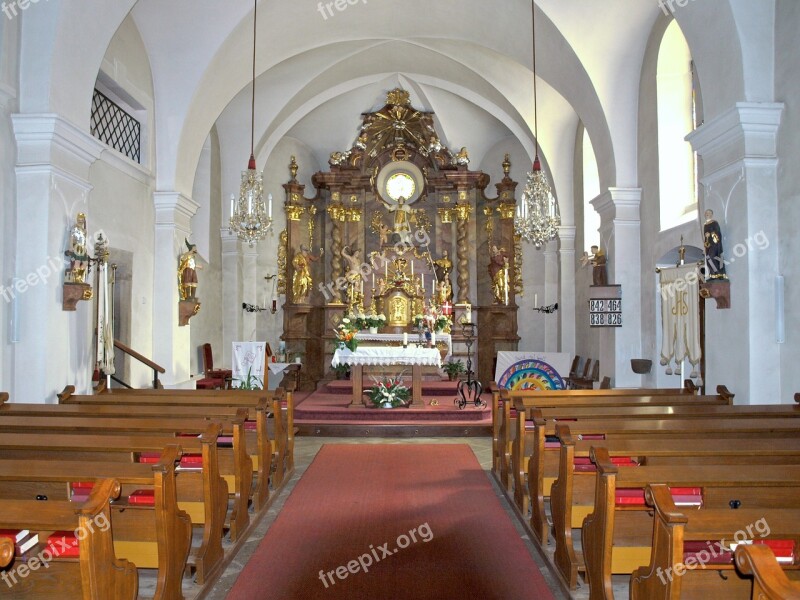 Langschlag Hl Stephan Church Interior Aisle