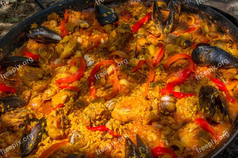 Paella Andalusia Spain Cooking Mussels