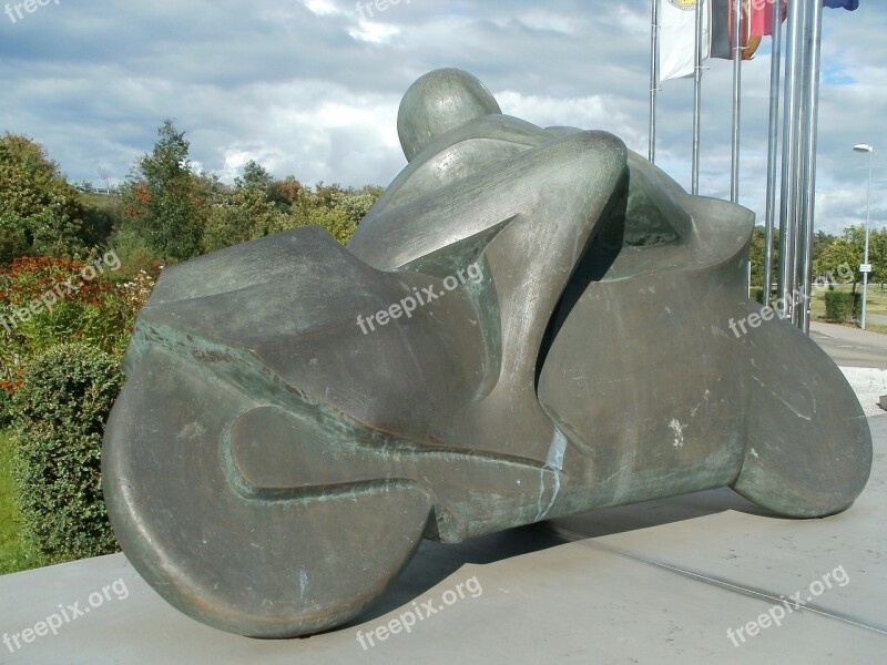 Motorcycle Driver Sculpture Hockenheim Bike