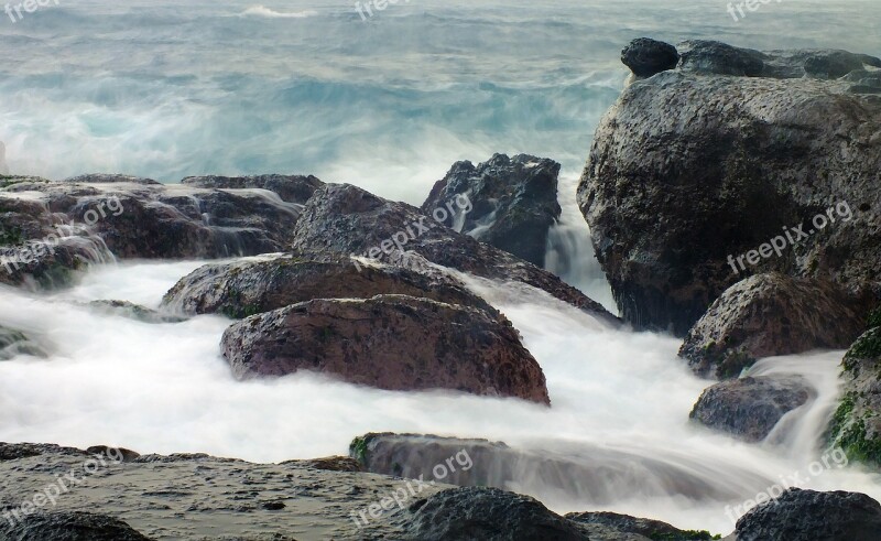 Hai Bian Falls Stone Landscape The Waves