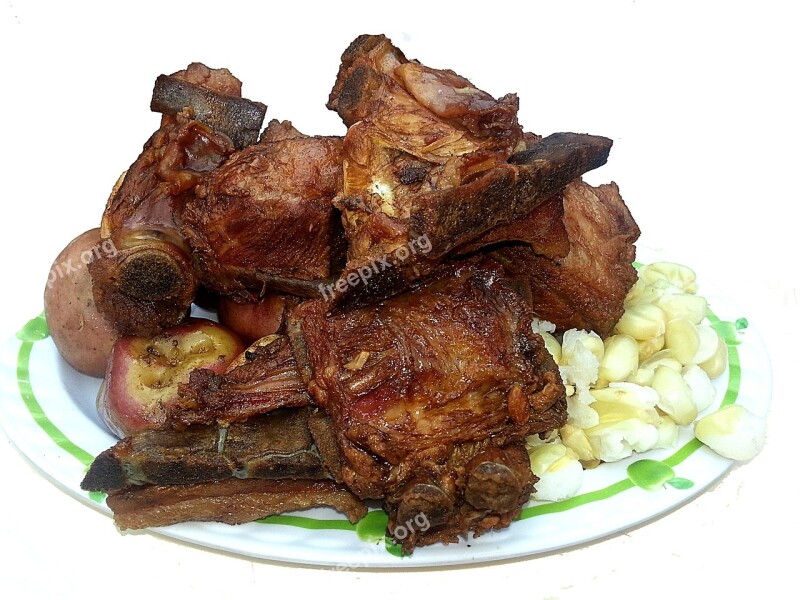 Food Typical Bolivian Dish Pig Pork Ribs