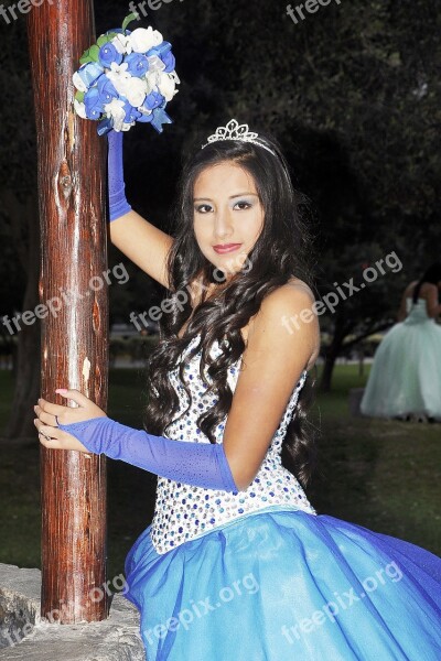 Young Woman Princes Flowers Happy Dress