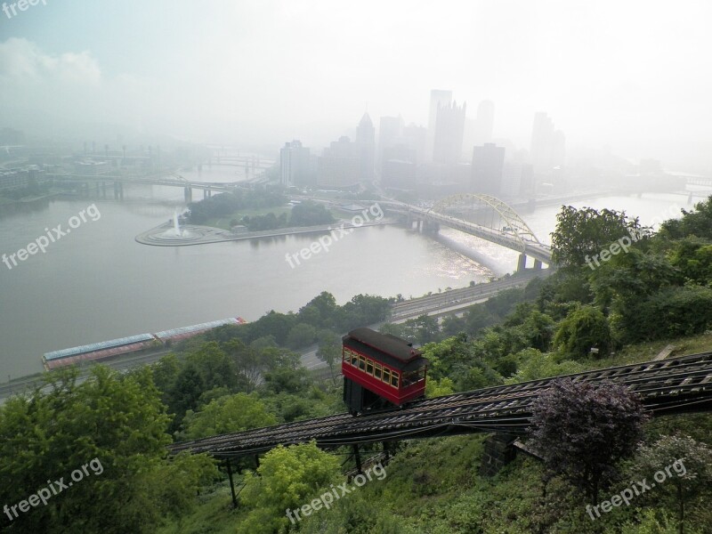 Pittsburgh Landscape Duquesne Incline Skyline Rivers