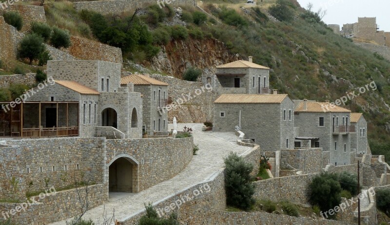 Village Stone Greece Architecture Buildings