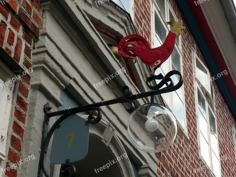 Street Sign Cock House Red Lamp