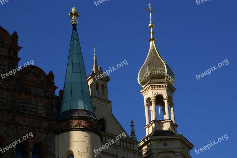 Schwerin Castle Domes Germany Turrets