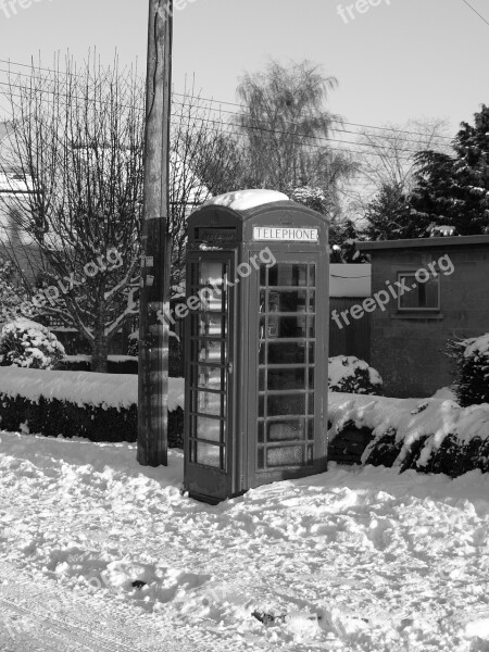 Snow Telephone Box Phone Box Telephone