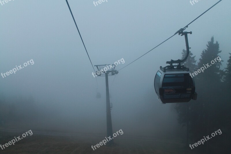 Cableway Fog Mountains Free Photos