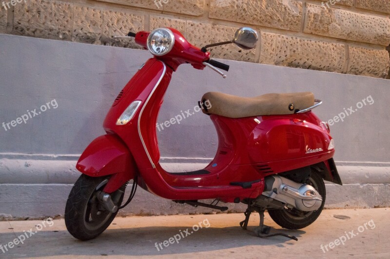 Vespa Motorcycle Travel Red Scooter