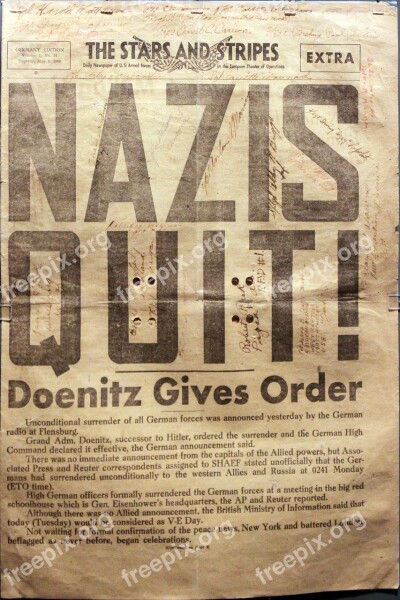 The Stars And Stripes Extra Newspaper Nazis Ww2 Daily