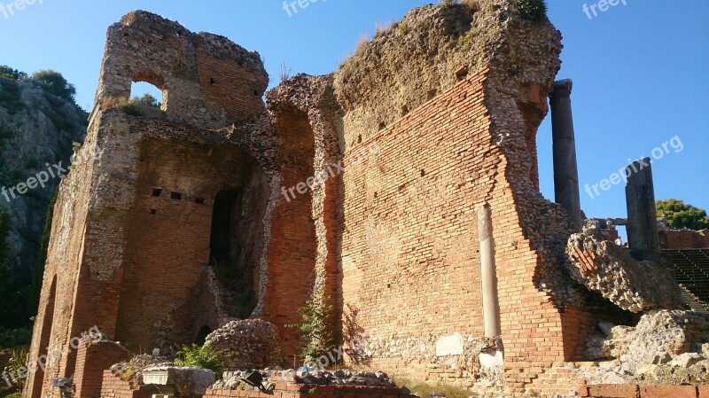 Taormina Sicily Greek Theatre Free Photos