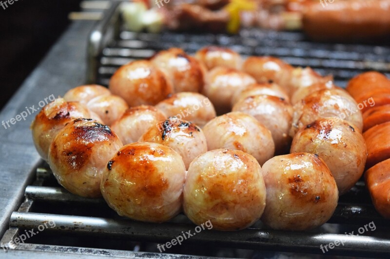 Sausage Pork Sausage Grilled Thai Food Barbeque