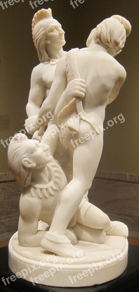 Sculpture Indian Combat Marble Edmonia