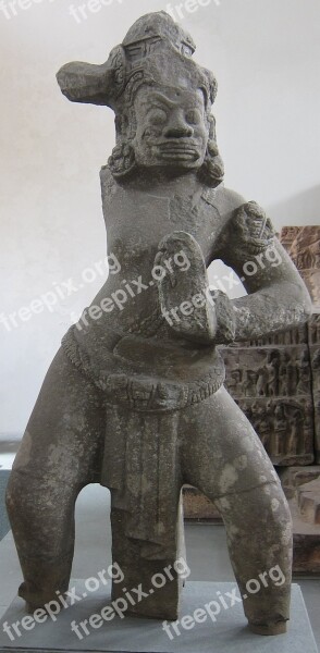 Sculpture Demigod Guarding Gateway Sandstone