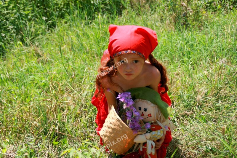 Girl Red Little Red Riding Hood Forest Basket