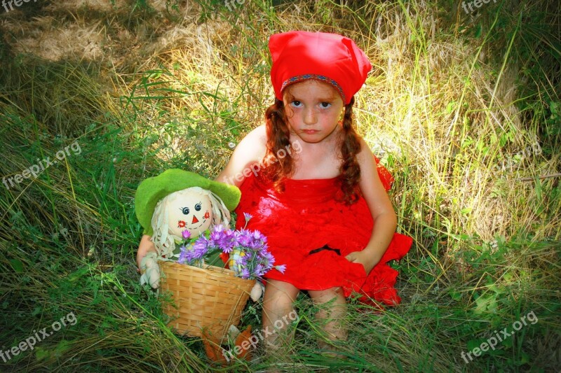 Girl Red Little Red Riding Hood Forest Basket