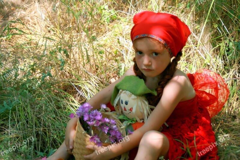 Girl Red Little Red Riding Hood Forest Basket