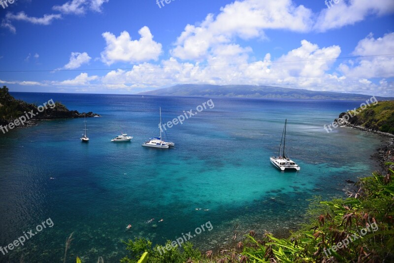 Hawaii Maui Snorkel Tropical Boats