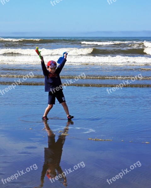 Child Boy Joy Happiness Beach