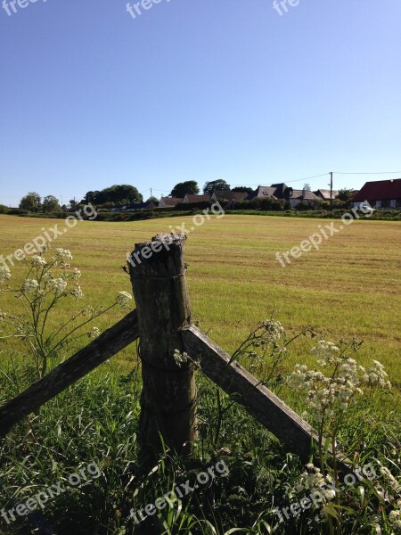 Fence Post Field Rural Grass