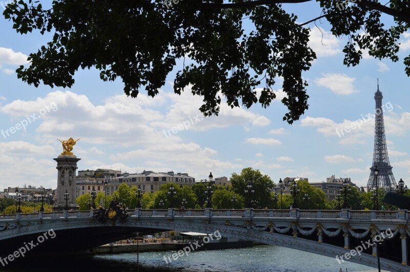 Paris Alexandre Iii Bridge Eiffel Tower Panorama City