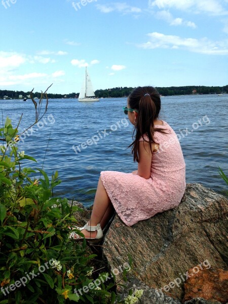 Sailboat Philosophize Archipelago Girl Free Photos