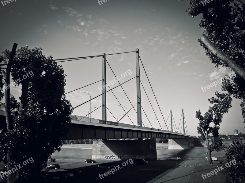 Bridge Architecture Road Bridge Rhine Düsseldorf