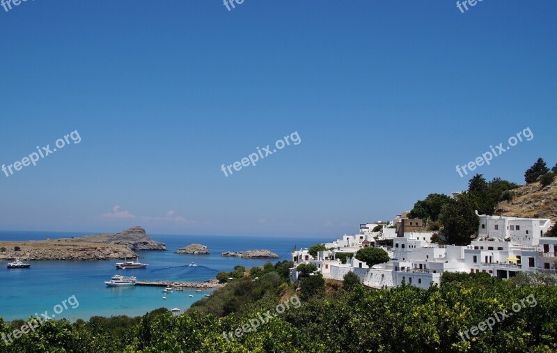 Greece Rodos Lindos Sea Greek City