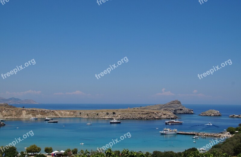 Greece Rodos Lindos Sea Bay