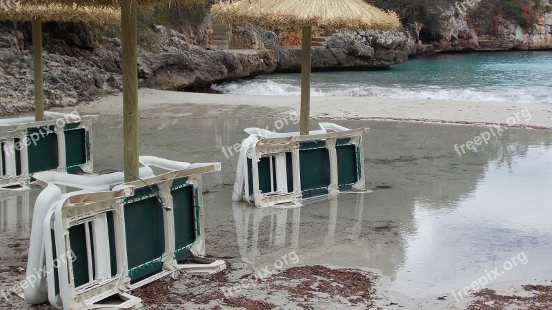 Beach Sun Loungers Flood Free Photos