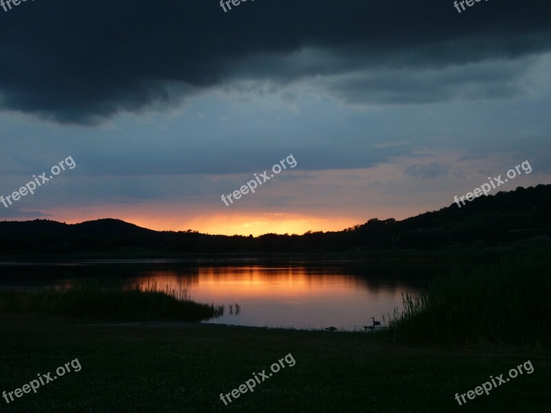 Sunset Lake Balaton Tihany Lake Nature