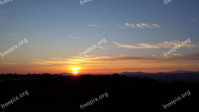 Sunset Sky Clouds Red Landscapes