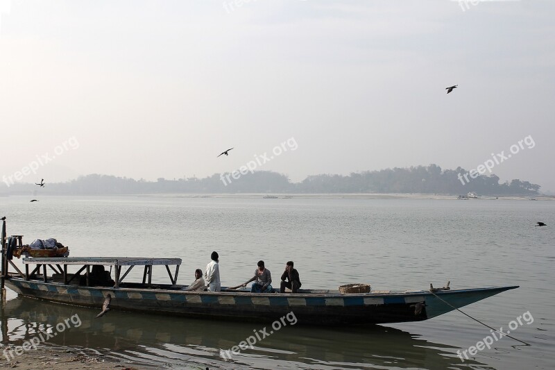 River Ferry Indian Brahmaputra River Village Ferry