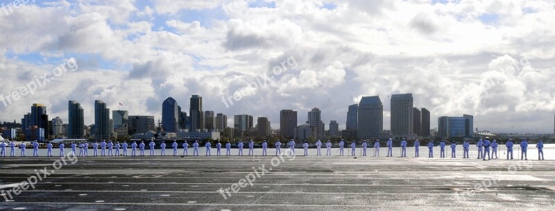 Sailors Dress Whites Uniform Flight Deck Aircraft Carrier