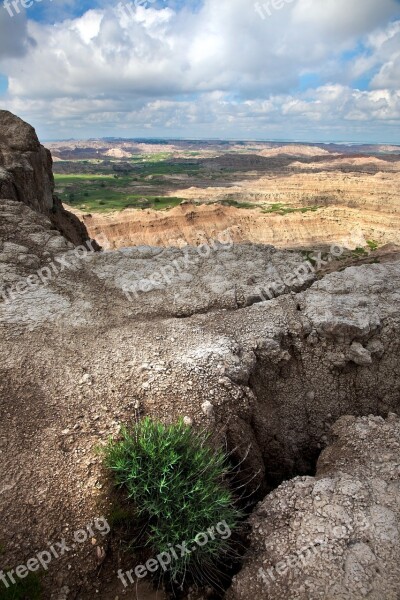 Badlands Wyoming Landscape Sky Nature